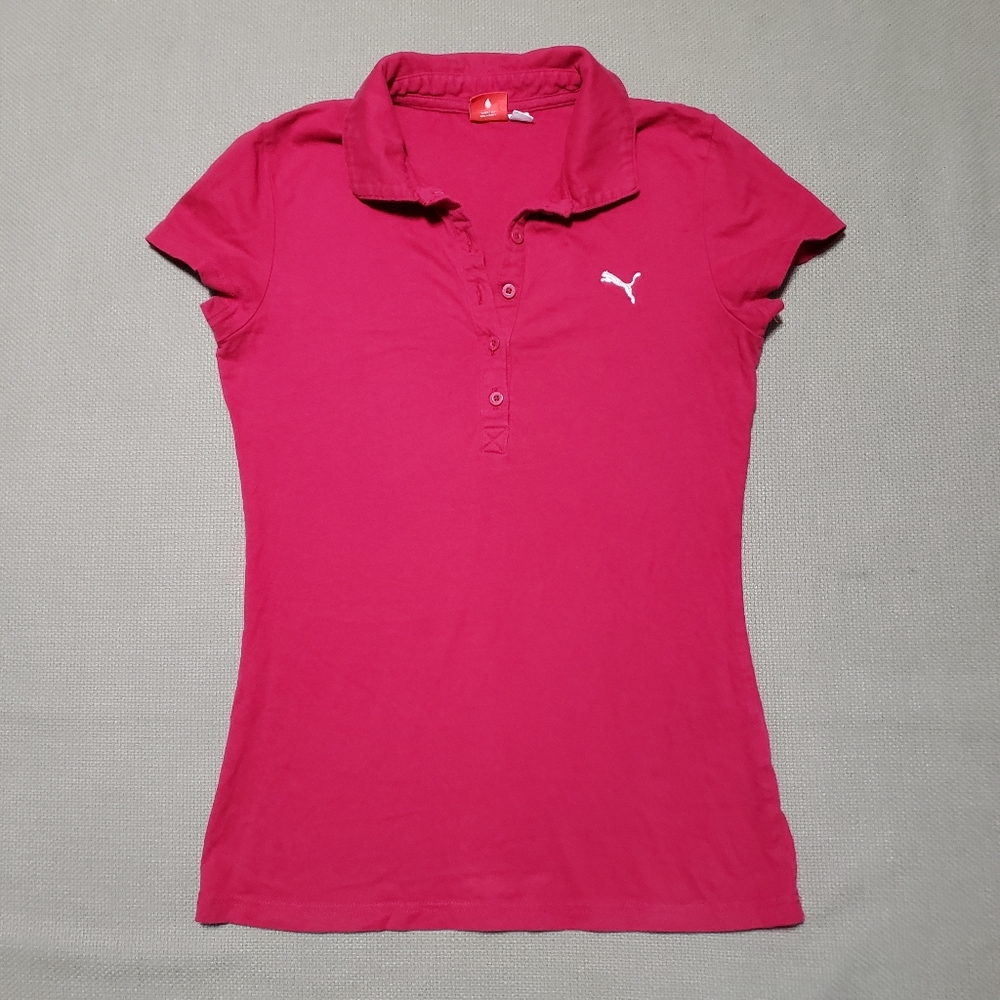 Puma Red Woman's Polo Pullover Quarter Half Button Size Small Shirt